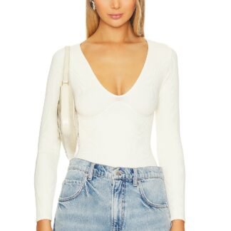 x Intimately FP Meg Seamless V-neck Bodysuit In Ivory