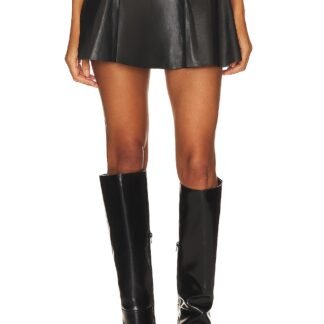 Faux Leather Buckle Mini Skort